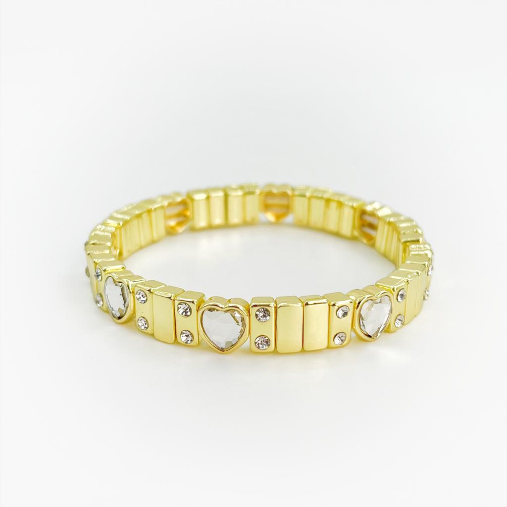 Vintage Street Heart Jewel Bracelet Gold Silver Strap Diamond Dy Strap Chain