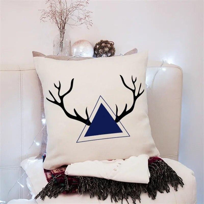 45x45cm Creative Geometric Elk Pillowcase Living Room Sofa Office Seat Car Cushion Cover  Ornament Home Decoration