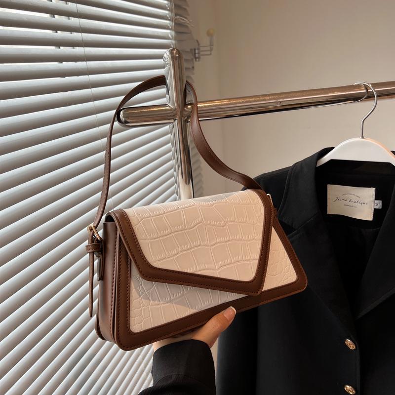 New Fashion Simple Niche Design Contrasting Color Flip Bag Versatile Shoulder Messenger Women's Bag