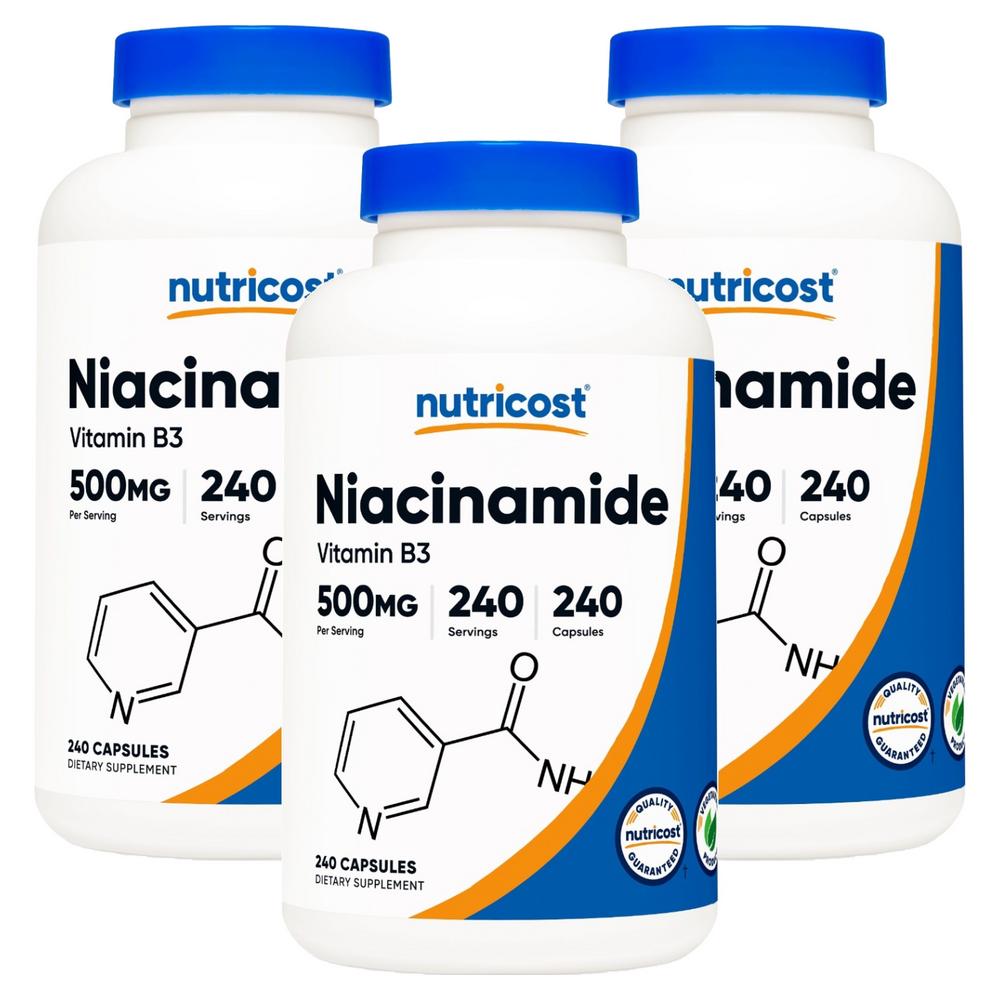 Nutricost Niacinamide Vitamin B3 500mg Capsules 240 Tablets 3 pcs