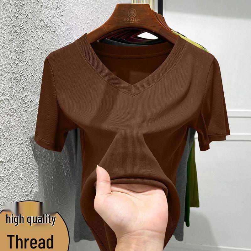 

Chic Women s V-Neck Slimming T-Shirt - Versatile Summer Base Layer M (up to 95 lbs)