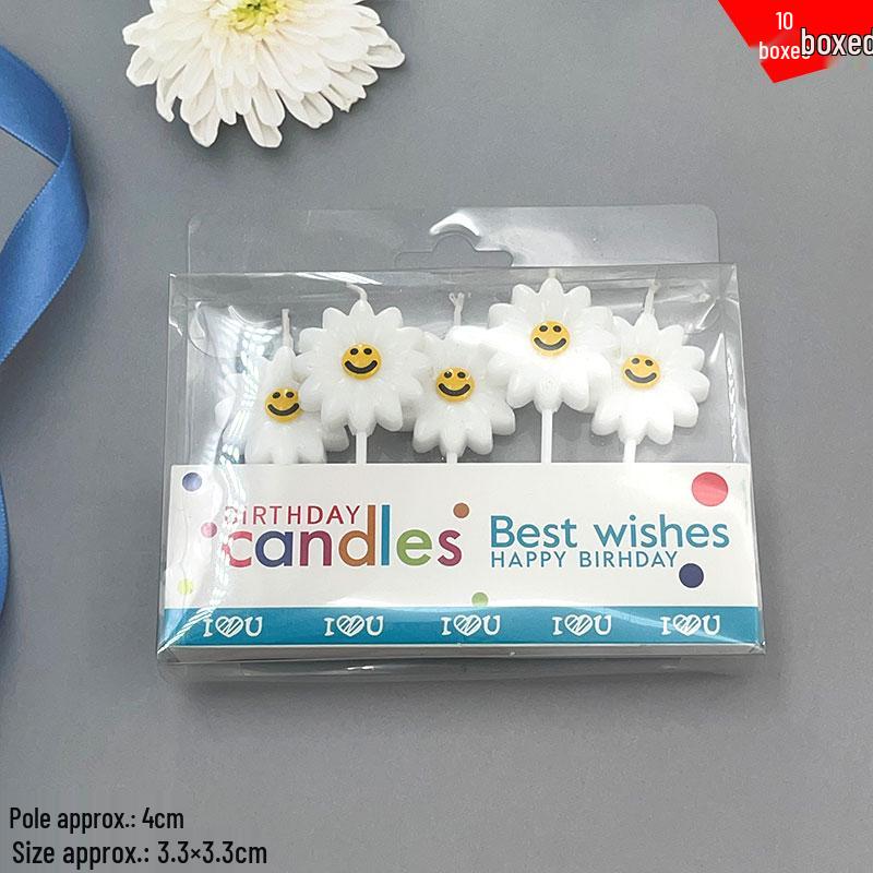 Retro Colorful Print Birthday Candle with Colored Flame for Cake Decoration