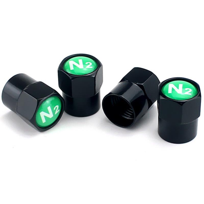 

4x Car General Tire Cap Nitrogen N2 Green Copper Tire Stem Valve Caps Covers Auto Accessories Tire Wheel Rim Dust Cover
