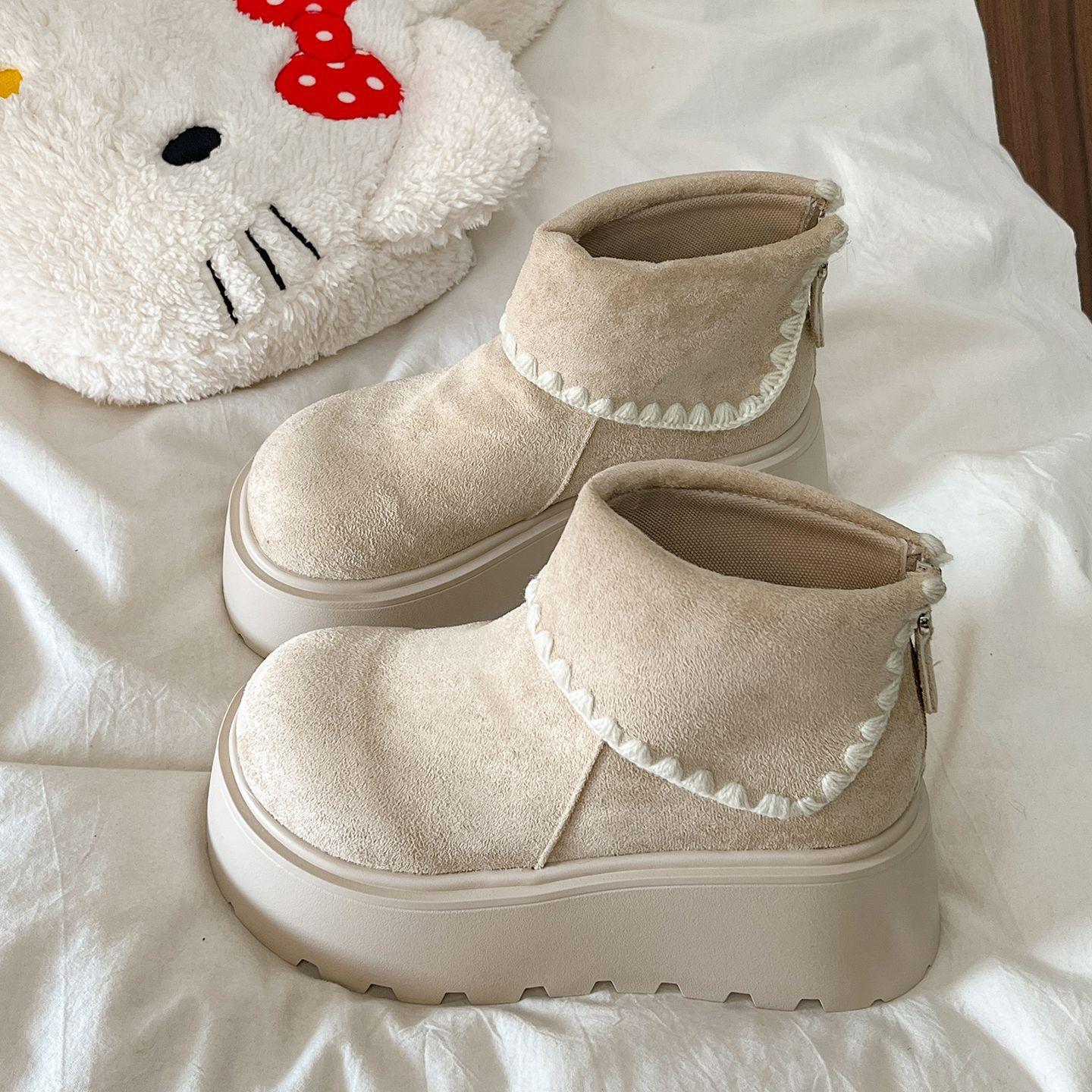 White good-looking flip fashionable and thin small Martin boots women s short short boots increase height in autumn 35
