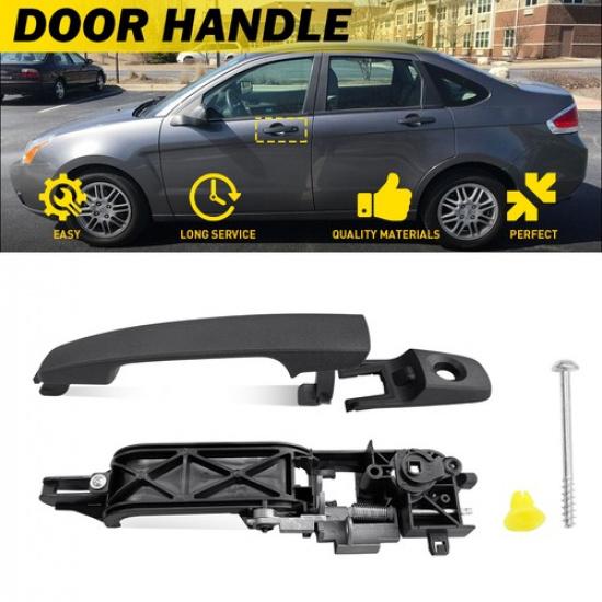 Front Left Driver Side Door Handle and Bracket Fit 2008-2011 Ford Focus Black US