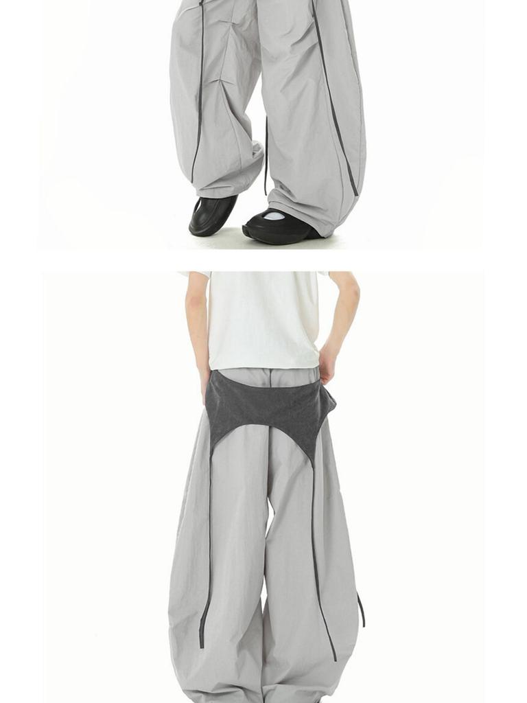 2025 Farbblock Schnelltrocknende Damen Hip Hop Fallschirmhose mit Kordelzug