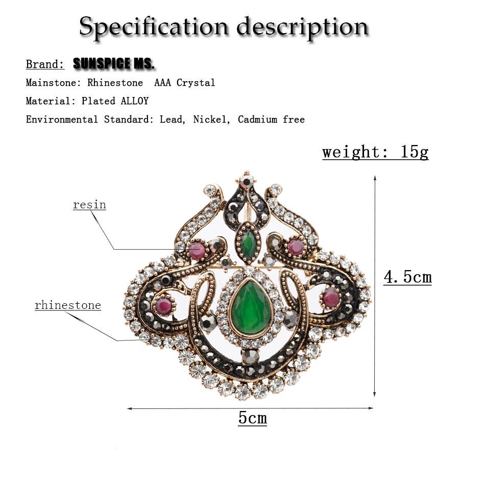 Spilla vintage con fiore in cristallo Spilla da donna color oro antico