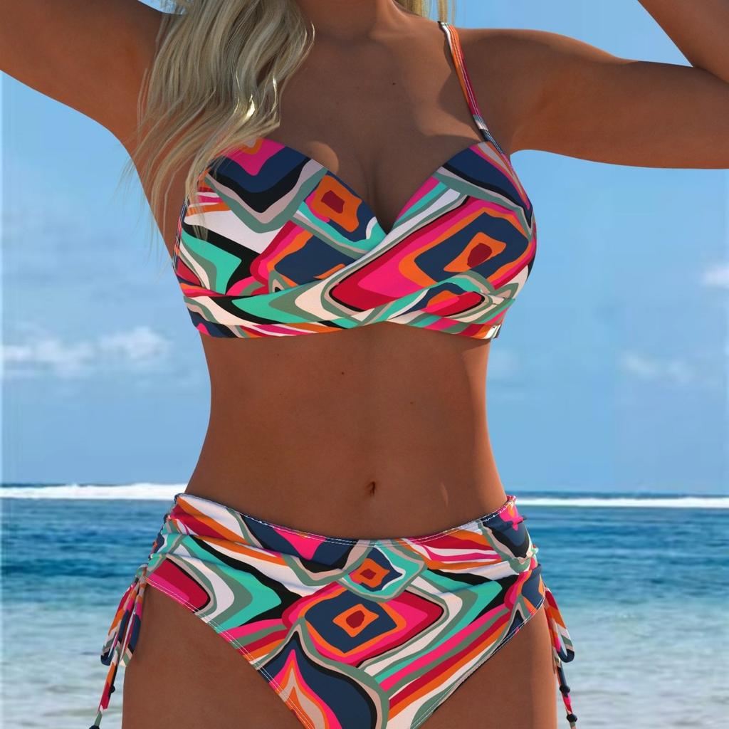 1011 Europejski i amerykański nadruk dwuczęściowy strój kąpielowy bikini seria kwiatowa seksowna plaża