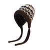 Korean Style Women's Fair Isle Winter Knit Drawstring Hat