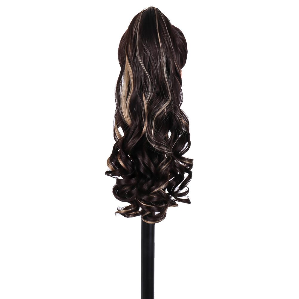 

Парик для женщин с длинными волосами Большие волны Высокий конский хвост Естественная имитация Пушистый вьющийся конский хвост Наращивание волос Косы разноцветный