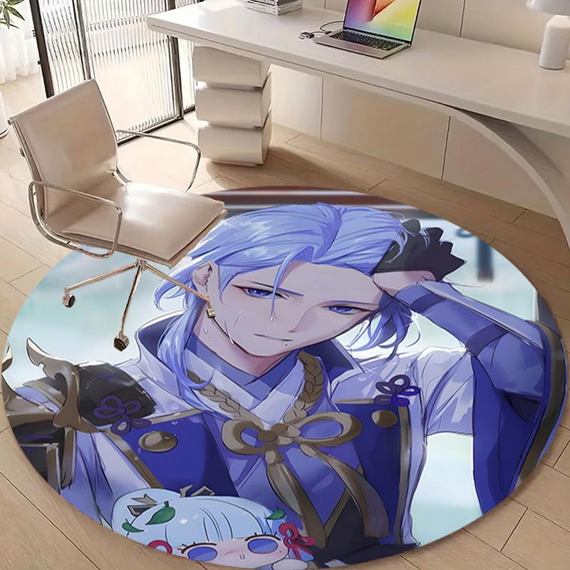 1pc Genshin Impact1 Design Printed Area Round Carpet for Bedroom Living Room Home Decor Rugs Mat Non Slip Mat Rug for Bedside