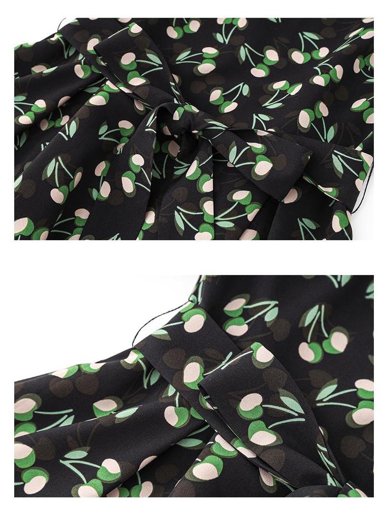 Elegantes Schlank machendes bedrucktes Chiffonkleid - Sommerkollektion 2024