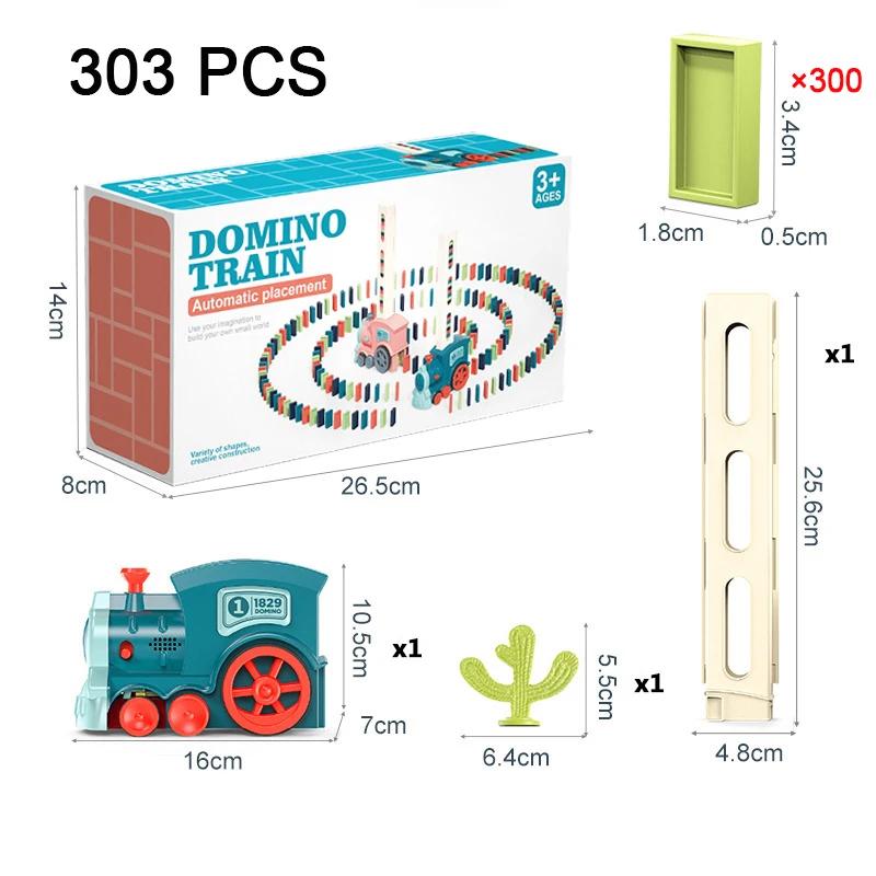 Kids Automatic Laying Domino Train Electric Car Dominoes Set Brick Blocks Kits Games Educational Toys Children Diy Toy Boys Gift