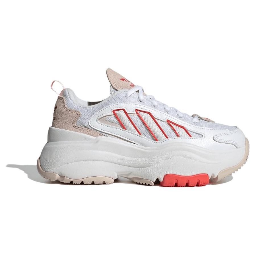 Adidas Originals Ozweego Cushioned Durable Low-Top Lifestyle Sneakers Women Sneakers White Red ID8348