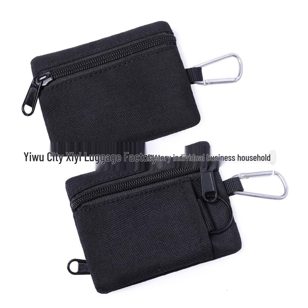 Military Style Compact Coin Purse With Keychain - Lightweight PU Material, Quick Access Zipper