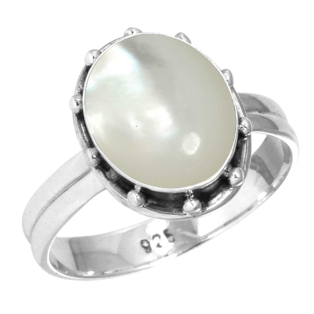 925 Sterling Silver Ring Women Gemstone Handmade Jewelry New Year Gift Blue Green Purple Copper Turquoise Pearl Lapis Mother Of Pearl Solitaire