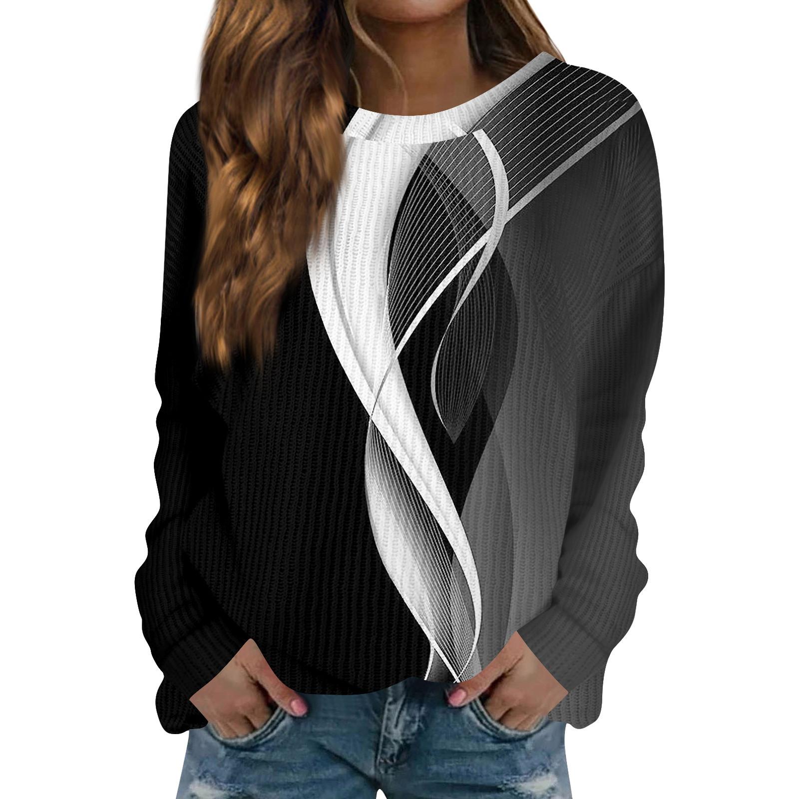 

Женский модный повседневный шерстяной трикотажный пуловер с длинным рукавом и круглым вырезом S чёрный