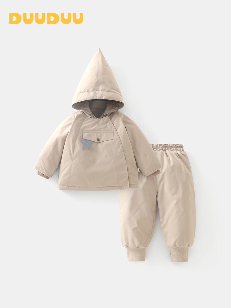 DUUDUU Baby Girl Padded Set: New 2025 Korean Style Cotton Outfit for Toddlers - Autumn/Winter.