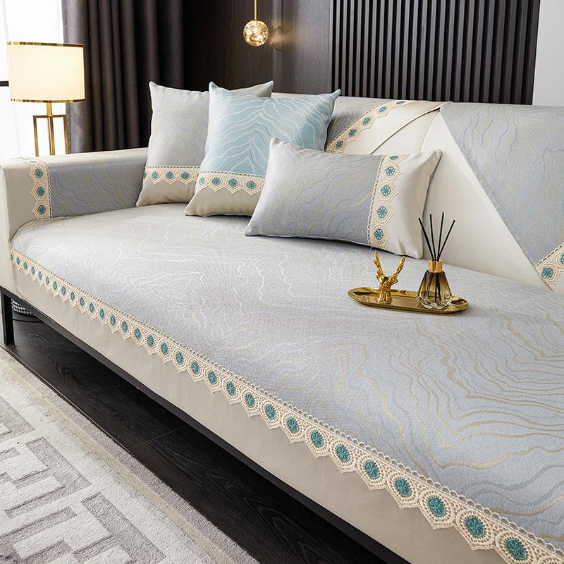 Sofa Cushion Summer Ice Silk Simple Modern Summer Mat Cushion Non-Slip Four Seasons Universal Sofa Cover Cover Solid Color Cool Pad
