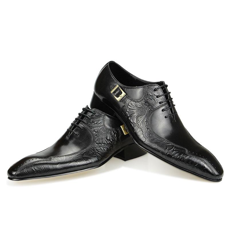 Fashion Luxury Wedding Shoes Social Business Handmade Printing Lace Up Buckle Fashion Quality Men Shoes Bridegroom Style Genuine Leather