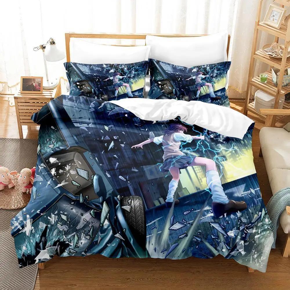 

Anime Misaka Mikoto A Certain Scientific Railgun Bedding Set Cartoon Anime three-piece Set Adult Kid Bedroom Duvet Cover Sets EU Twin(135x200cm)