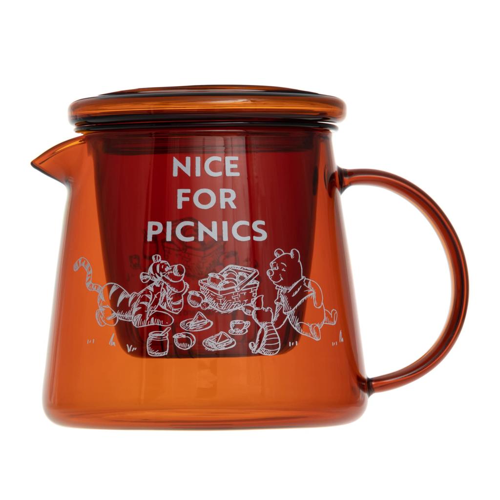 maebata Winnie the Pooh Glass Pot Heat Resistant Glass Heat Resistant Dishwasher Microwave Safe 600ml Disney 52824 D-WP33