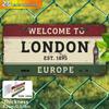 D Flat Londen-Thema Retro Metalen Bord Groot x (xcm) Vintage Landmark Wandplaquette met Big Ben London Eye Britis