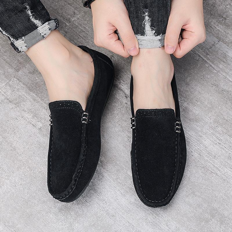Summer New Doudou Shoes Men's Trend Suede One-pedal Versatile Lazy Shoes Matte Casual Spirit Guy Leather Shoes