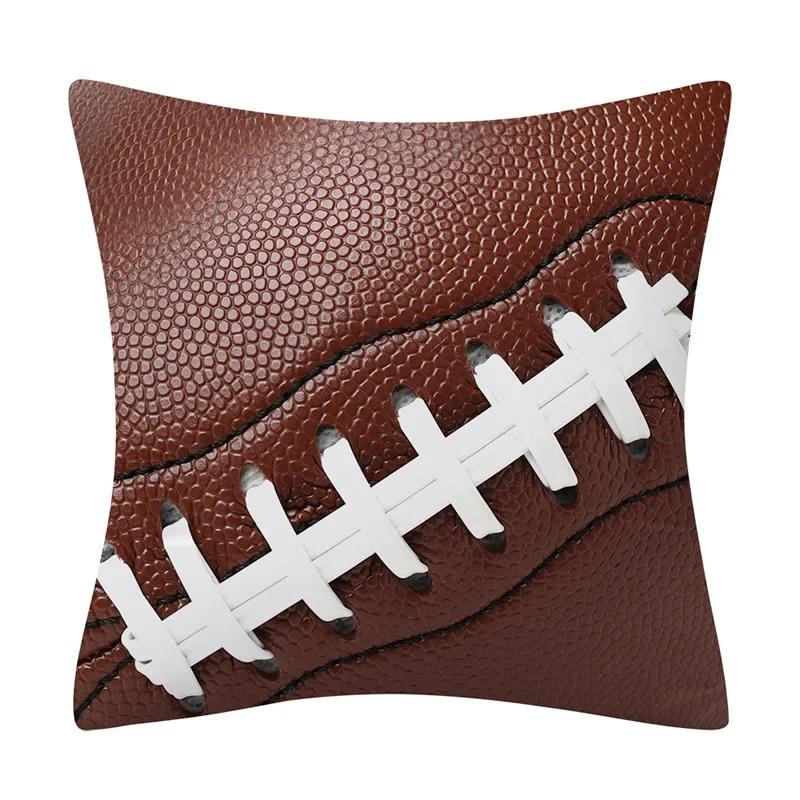 Football Basketball Rugby Double-Sided Printed Pillow Cover Short Plush Suitable Living Rooms Bedrooms Sofas Throw Cushion Cover