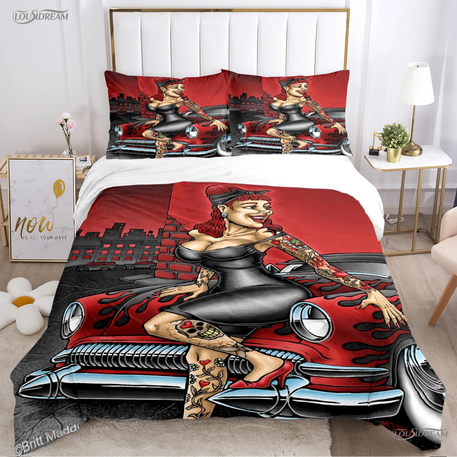 

Hip Hop Music Rockabilly All Season Duvet Cover Comforter Bedding Sets Soft Quilt Cover And Pillowcases Single/Double/Queen/King EU Twin 135x200cm