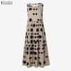 ZANZEA Women Casual Round Neck Loose Sleeveless Print Dress