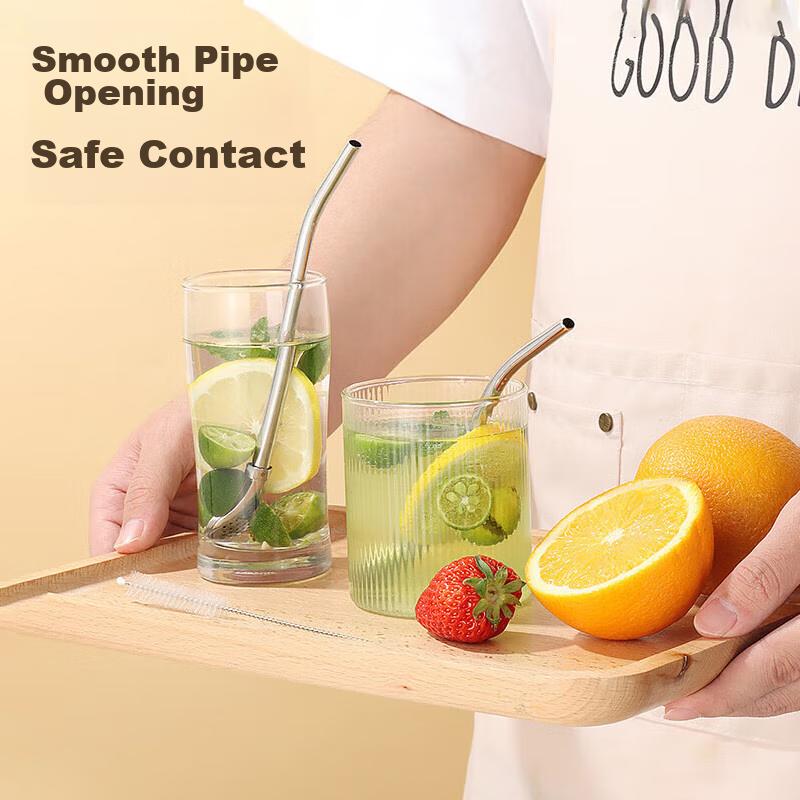 Jingmao Stainless Steel Straw Spoon Combo, Dual-Use for Coffee And Milk Tea, Stirring Spoon, Tea Strainer, Juice Drinking Straw