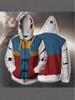 3D Printed Anime Hoodie with Mobile Suit Design - Japanese Anime Zipper Jacket