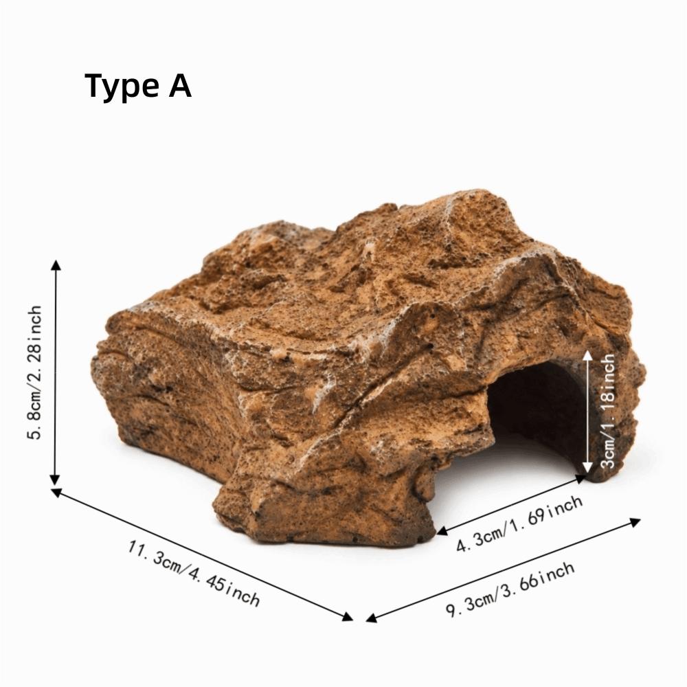 Resin Reptile Hide Cave Flat Base Reptile Shelter Sturdy Hideout Decor Pet Enclosure