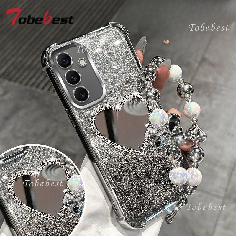 Love Mirror Bracelet Shockproof Plating Case for Samsung Galaxyu A17 A07 A16 A26 A36 A56 A06 A15 A25 A35 A55 A14 A24 A34 A54 5G