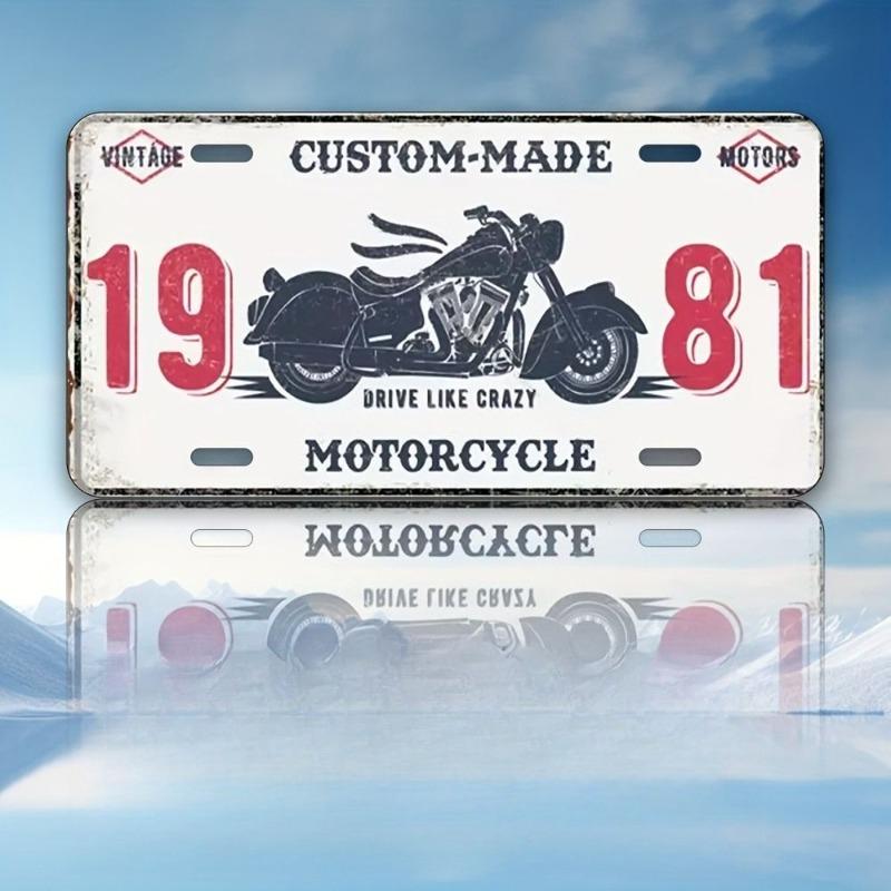 Motorcycle Souvenir License Plate, Metal Auto Wall Decor 15x30cm