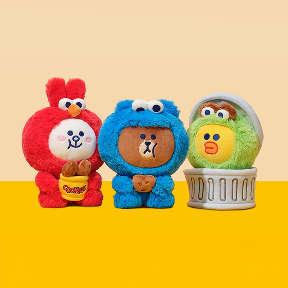 Sesame Street X LINE FRIENDS Sitting Plush Doll Collection Cookie Monster Brown