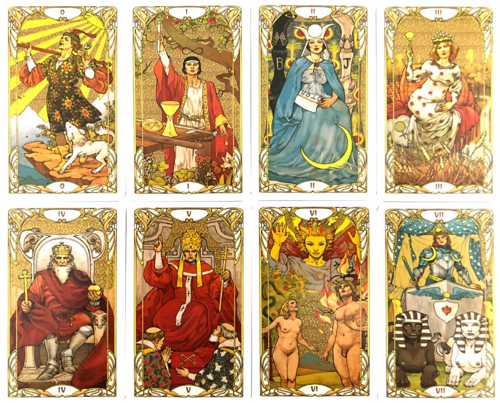 78 Tarotových karet Miniaturní Tarot Věštění Art Nouveau Tarot Včetně japonského návodu [Zlatý MINI] [Originální]