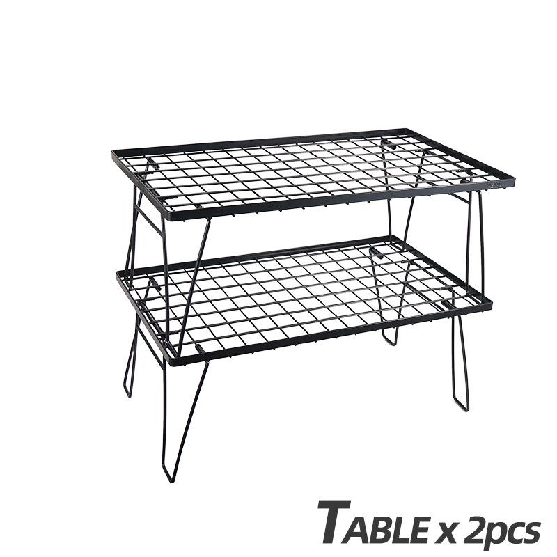 Draagbare Bamboe Eettafel met Gaasrek voor Kamperen & BBQ