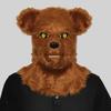 Bruine berenhoofddeksel met beweegbare mond, feestmasker