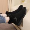 Plush Womens Boots Comfortable Hick-soled Fur Shoes Fashion Ladies Shoes Zipper Women Vulcanized Shoes Anti-slip Chaussure Femme