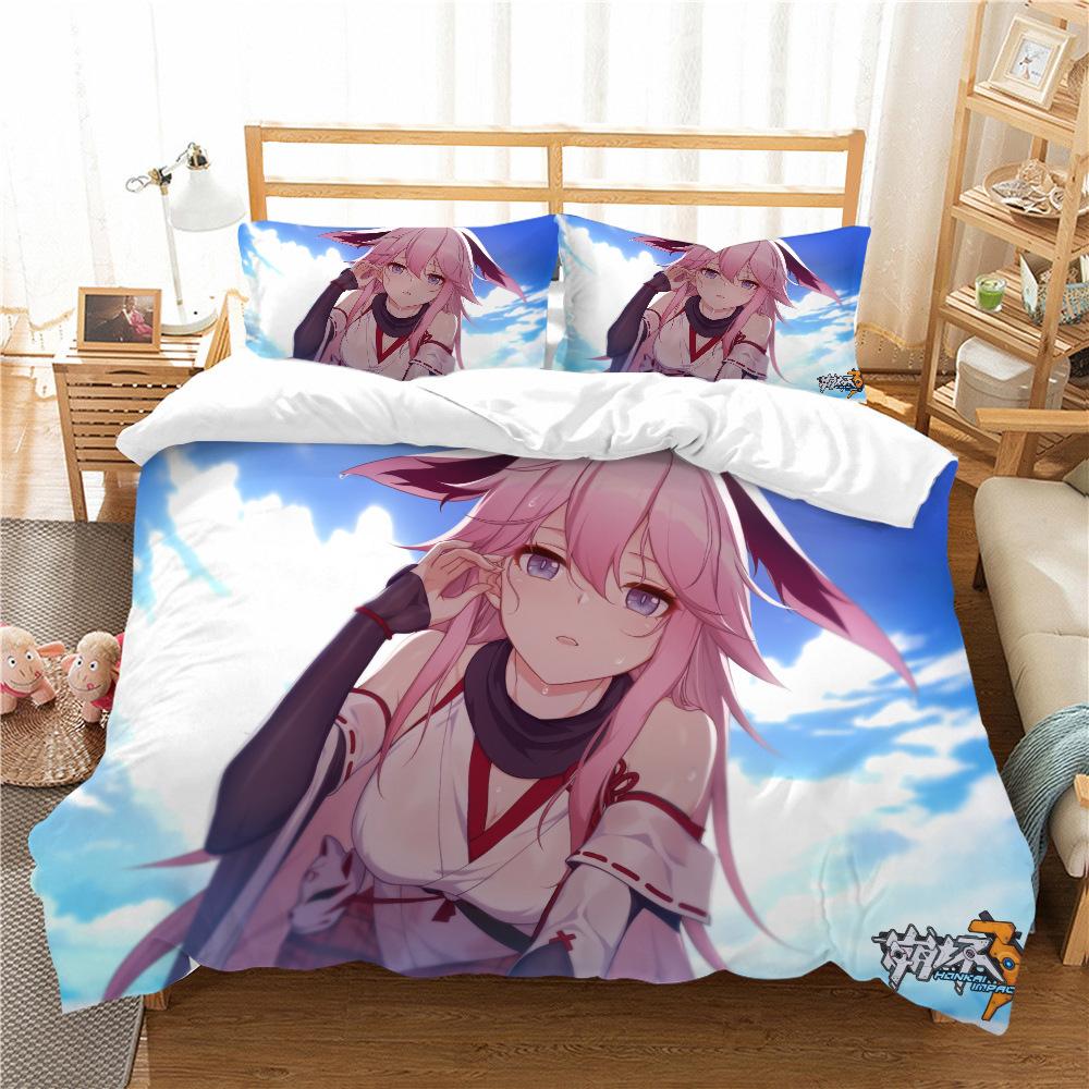 Quilt Cover Pillowcase Two Or Three-Piece Set Yae Sakura Series 3D Digital Printing Polyester