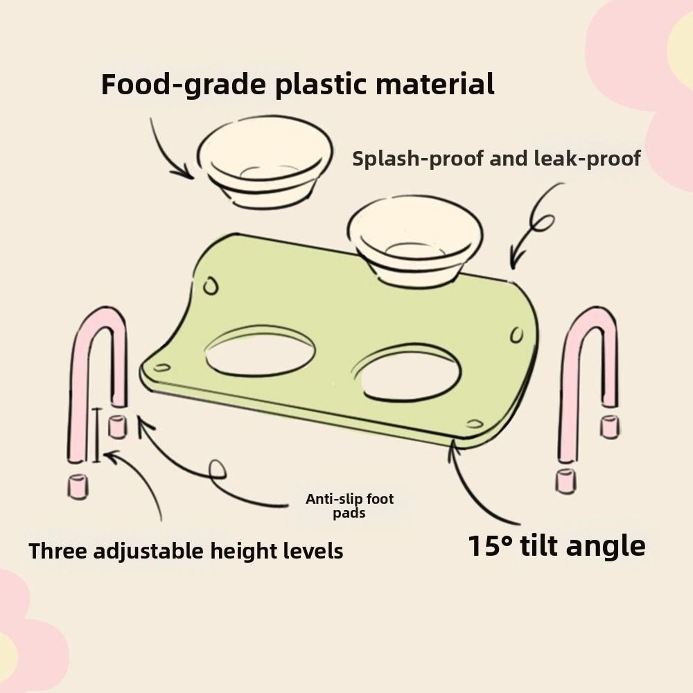 Double Bowls Cat Food Water Bowl Anti-flip Elevated Pet Feeder Bowl Pet High Footed Bowl  Household