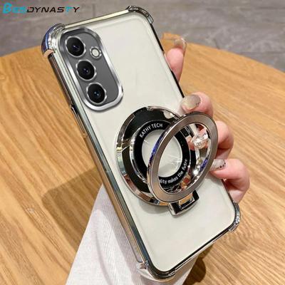 Custodia Supporto Trasparente Magnetica Antiurto per Magsafe per Samsung Galaxy S25 S25FE S24 FE S23 S22 S21 S20 FE Ultra Plus Copertura con Supporto