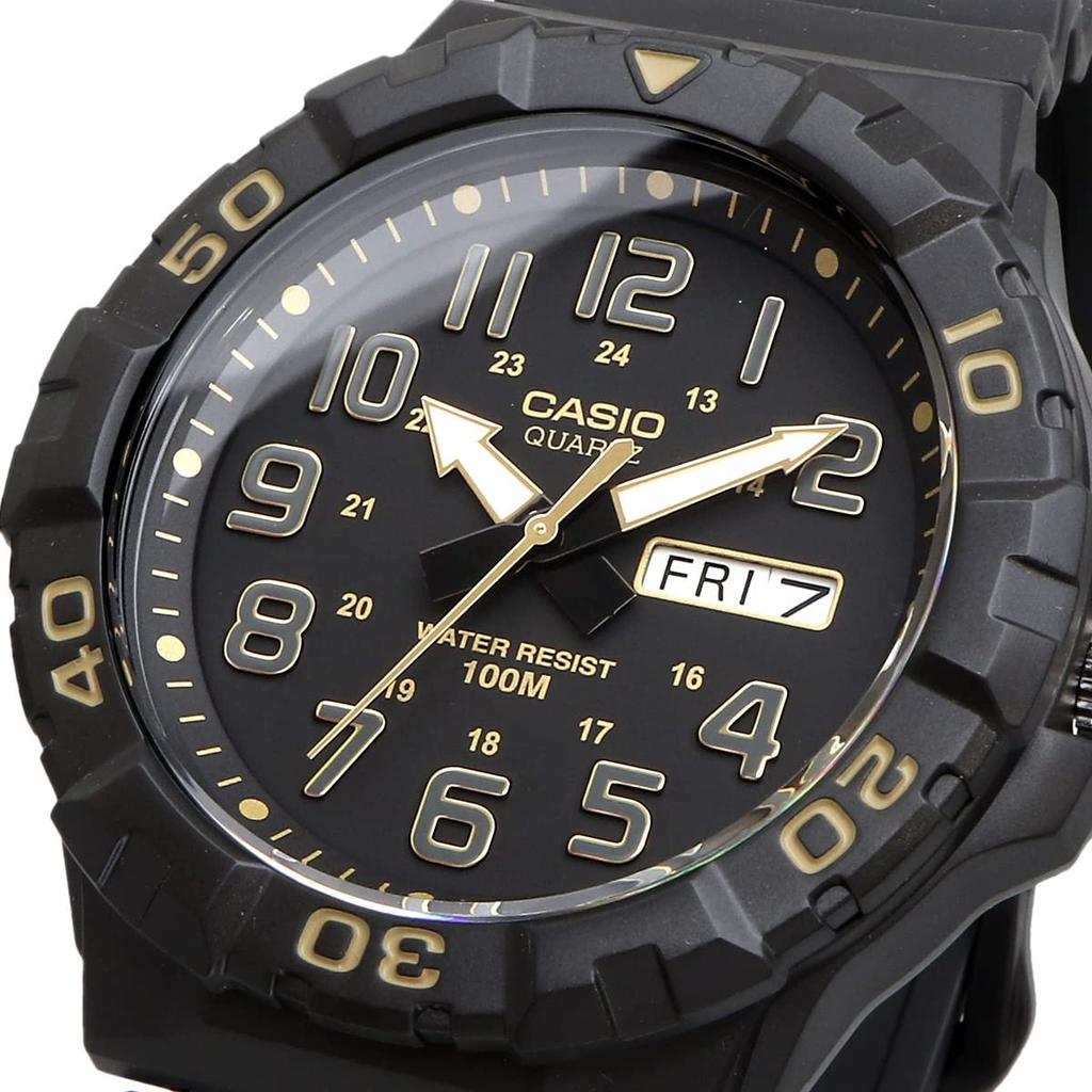 Casio Standard Big Face Quartz Watch MRW-210H-1A2V Men's Black and Gold [Imported]