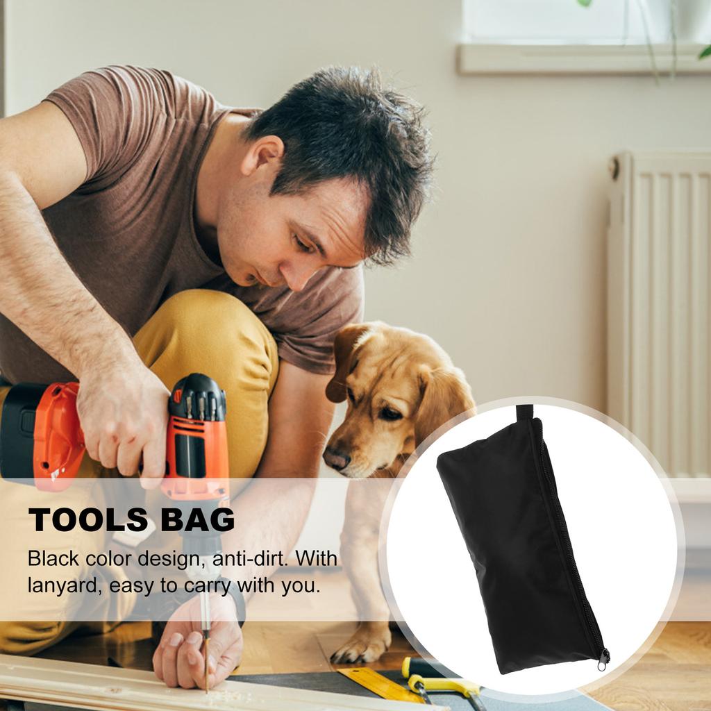 3Pcs Black Oxford Cloth Tool Bag Waterproof Heavy Duty Large Capacity Tools Pouch Zipper Closure Portable Toolkit for Daily Use