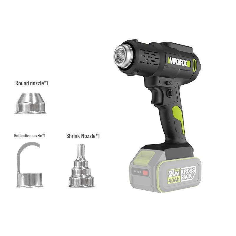 Worx WU040 Lithium Battery Hot Air Gun with Digital Display, Temperature and Speed Control for High-Temp Film Applications.
