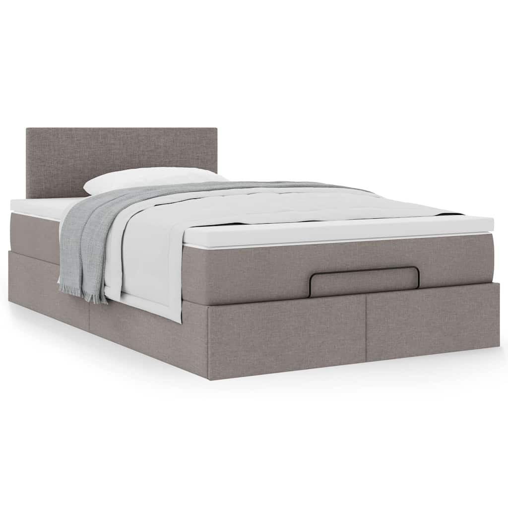Ottoman Bed with Mattress Taupe 120x200 Cm Fabric