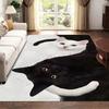Elegant Cat Lover Rugs Floral Yin Yang Design Rose Pattern Carpets for Cozy Living Room Bedroom Home Decor