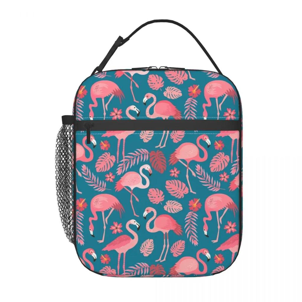 Pink Flamingos Lunch Bag Flower Leaf Fun Lunch Box For Child Picnic Portable Cooler Bag Oxford Graphic Thermal Lunch Bags